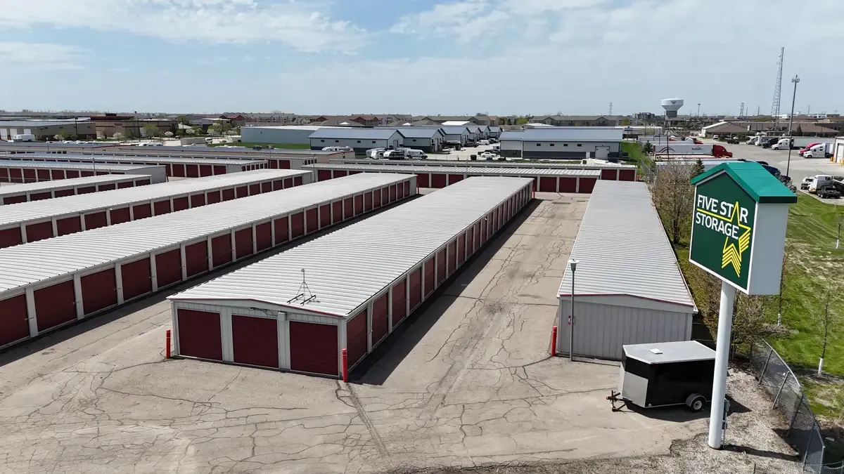 Aerial view of facility with drive up units